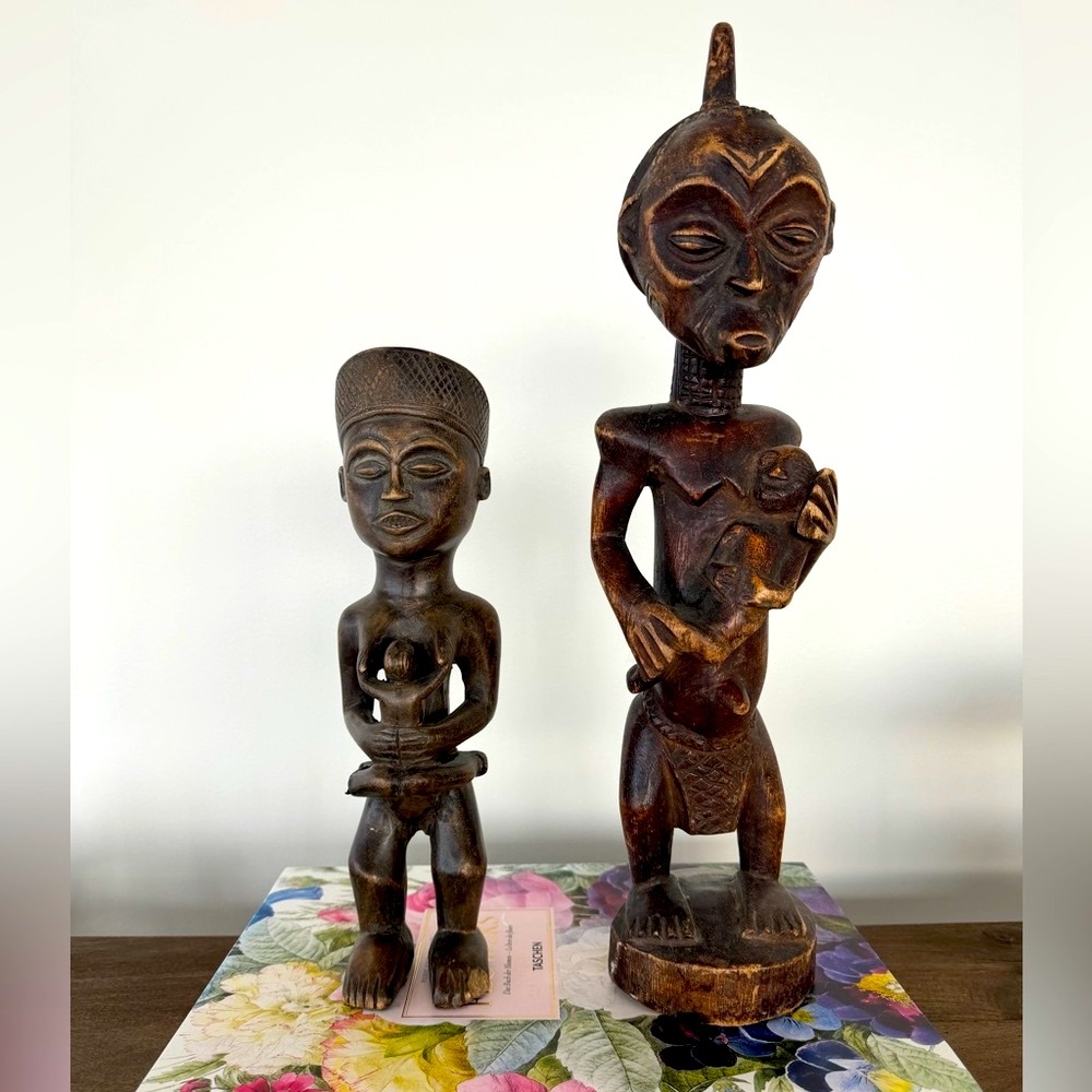 African Original one of a kind Hand-craved Father with Child Wooden Statue